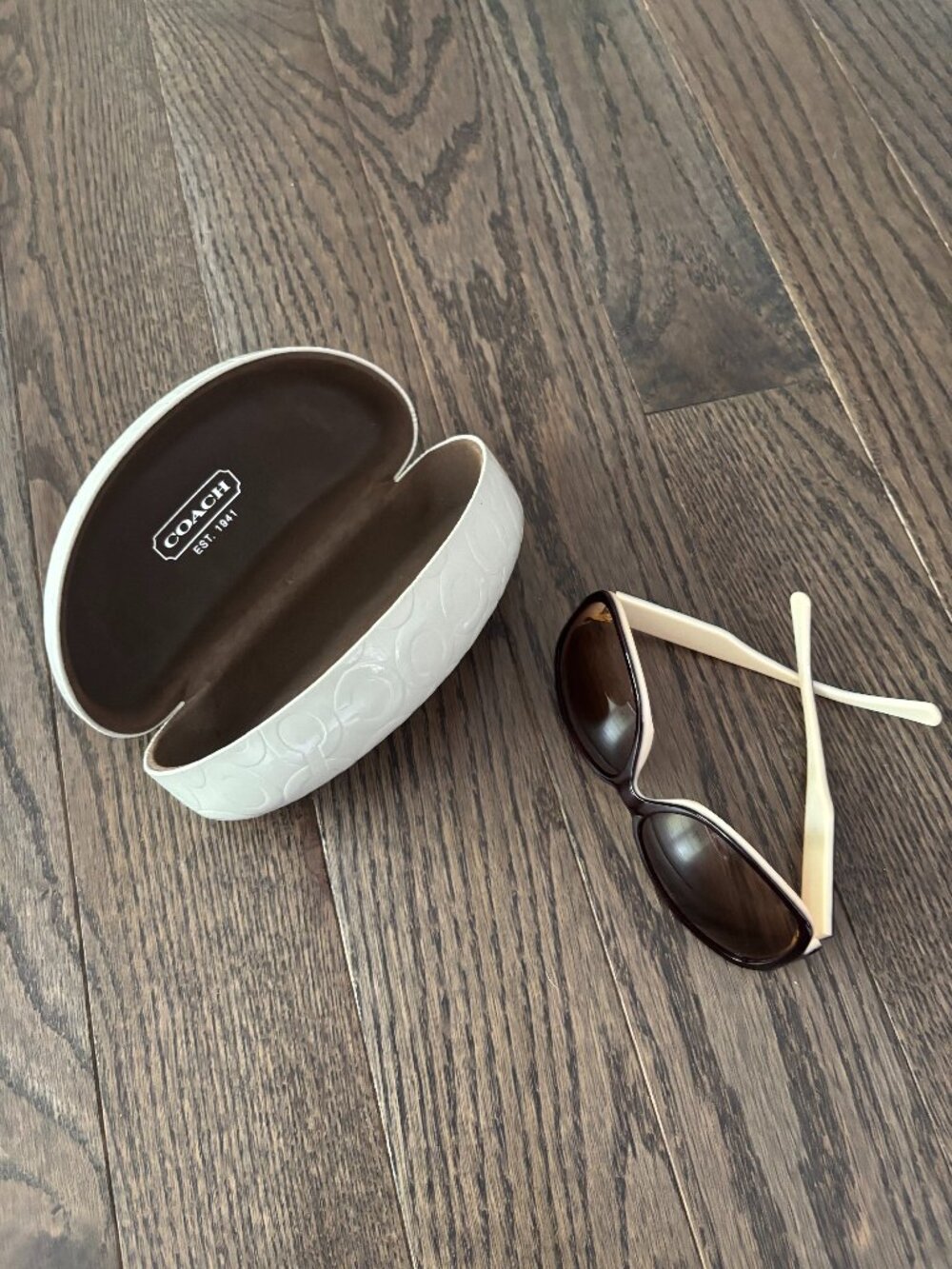 Coach Brown Sunglasses with Cream Accents and Case
